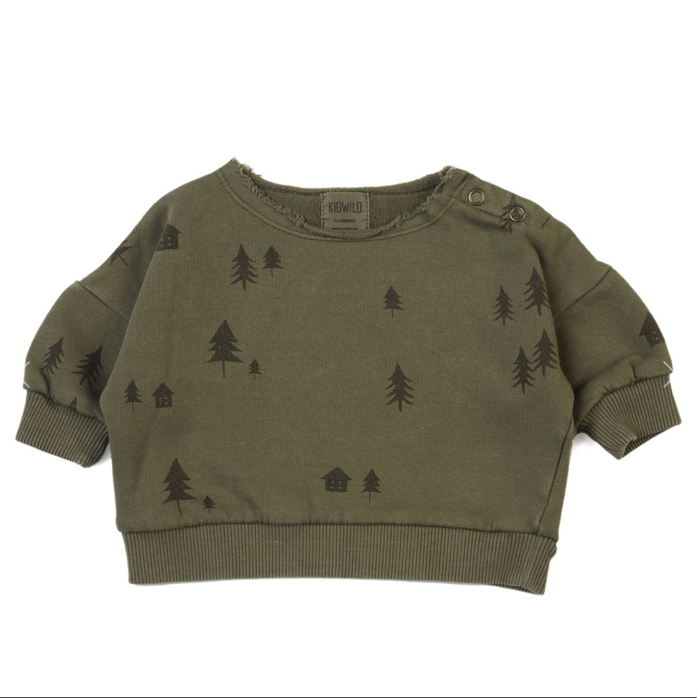 KidWild Vintage Woodland Sweatshirt Olive 18-24 M